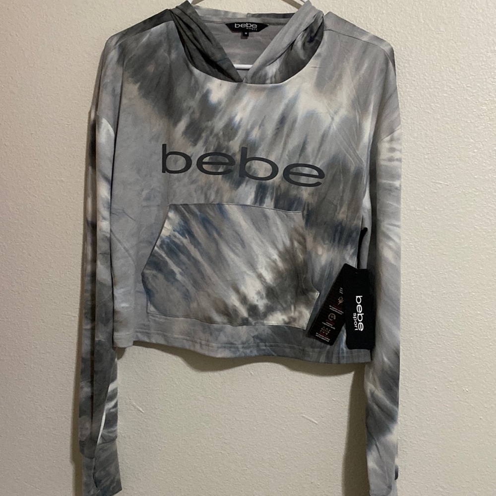 BEBE SPORT TIE DYE LS HOODIE GRAY/WHITE COLOR SIZE MEDIUM